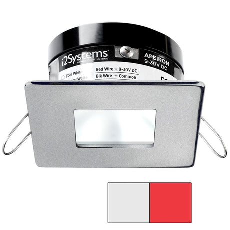 I2Systems - Apeiron PRO Spring Mount Light 3W - Square/Square - Brushed Nickel Finish - Cool White & Red - A503-44AAG-H