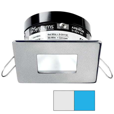 I2Systems - Apeiron PRO Spring Mount Light 3W - Square/Square - Brushed Nickel Finish - Cool White & Blue - A503-44AAG-E