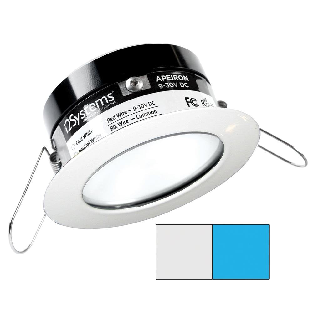 I2Systems - Apeiron PRO Spring Mount Light 3W - Round - White Finish - Cool White & Blue - A503-31AAG-E