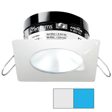 I2Systems - Apeiron PRO Spring Mount Light 3W - Square/Round - White Finish - Cool White & Blue - A503-32AAG-E