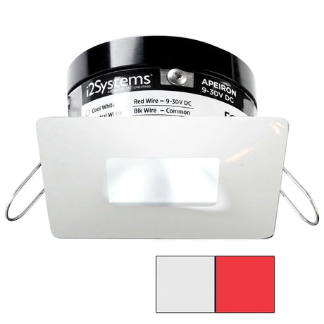 I2Systems - Apeiron PRO Spring Mount Light 3W - Square/Square - White Finish - Cool White & Red - A503-34AAG-H