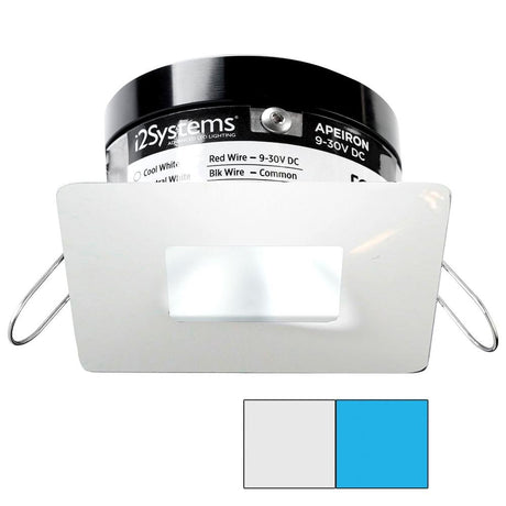 I2Systems - Apeiron PRO Spring Mount Light 3W - Square/Square - White Finish - Cool White & Blue - A503-34AAG-E