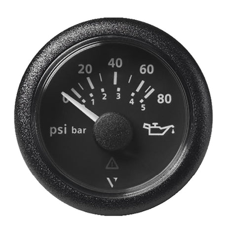 Veratron 52MM (2-1/16") ViewLine Oil Pressure Gauge 80 PSI/5 Bar - Black Dial & Round Bezel - A2C59514128