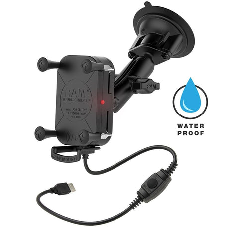 RAM Mount - Tough-Charge Waterproof Wireless Charging Suction Cup Mount - RAM-B-166-UN12W