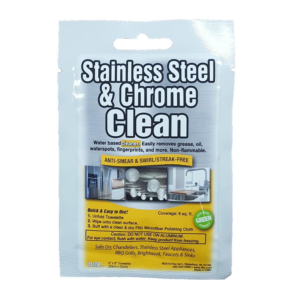 Flitz Stainless Steel & Chrome Cleaner Degreaser 8" x 8" Towelette Packet - SP 01501