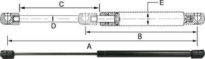 JR Products - Hardline Black Nitride Shaft Gas Spring - 15" - GSNI212590