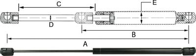 JR Products - Hardline Black Nitride Shaft Gas Spring - 20" - GSNI2300120