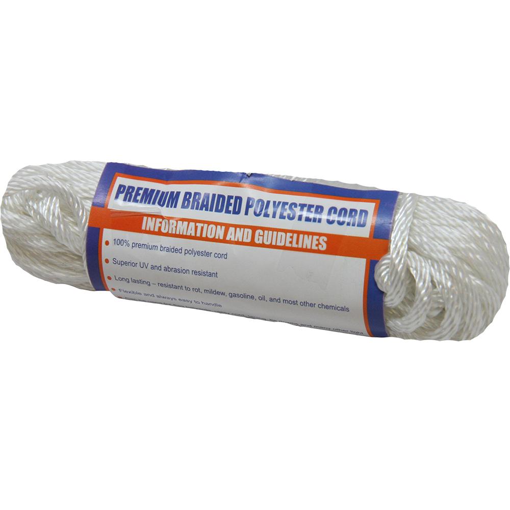 Sea-Dog Solid Braid Polyester Cord Hank - 5/32" x 50&#39; - White - 303304050-1