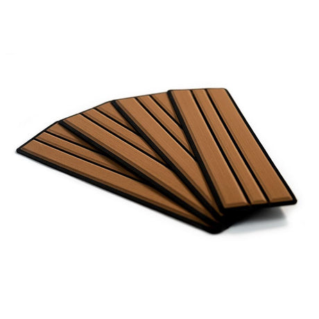 SeaDek Brushed 6mm 4-Piece Step Kit - 3.75" x 12.75" - Mocha/Black Faux Teak - 23902-80093