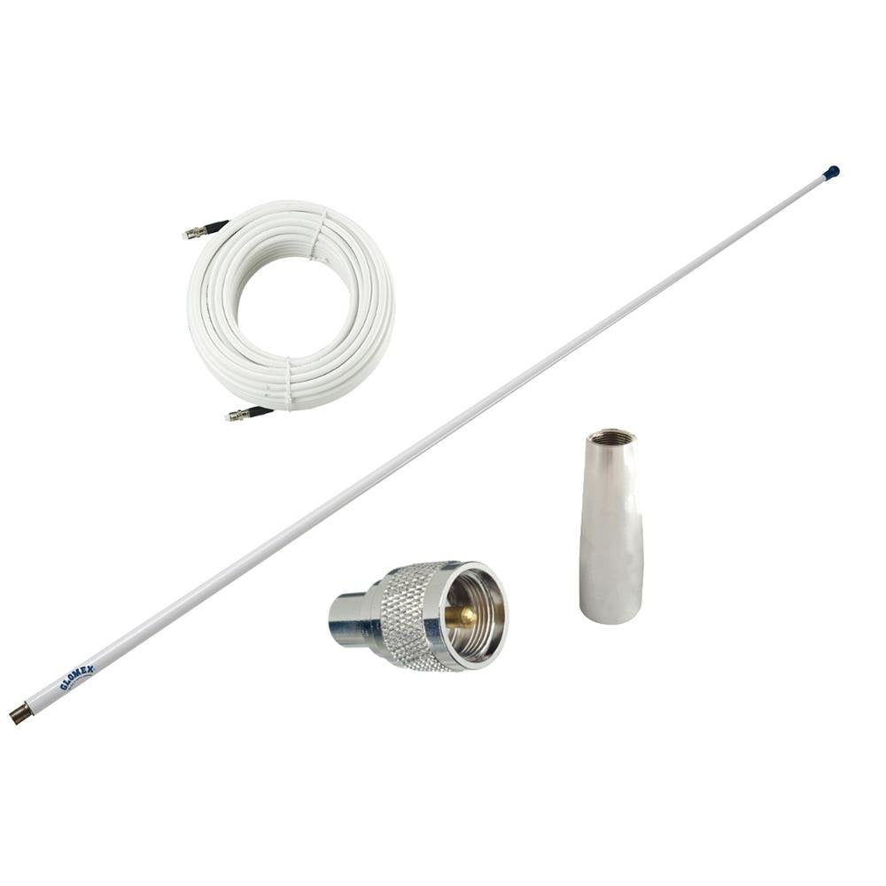 Glomex 4&#39; Glomeasy VHF Antenna 3dB w/FME Termination, 6M Coaxial Cable, RA300 Adapter & PL259 Connector - RA300PBKIT