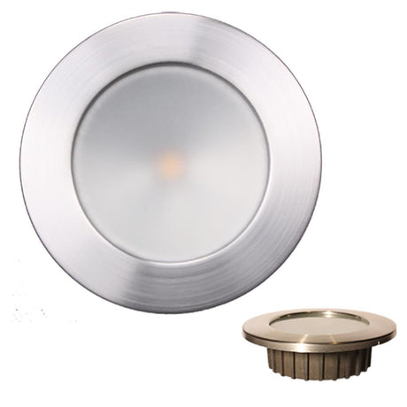 Lunasea "ZERO EMI" Recessed 3.5" LED Light - Warm White, Blue w/Brushed Stainless Steel Bezel - 12VDC - LLB-46WB-0A-BN