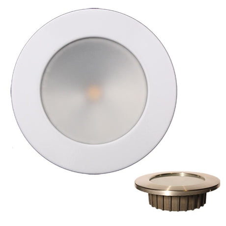 Lunasea Gen3 Warm White, RGBW Full Color 3.5" IP65 Recessed Light w/White Stainless Steel Bezel - 12VDC - LLB-46RG-3A-WH