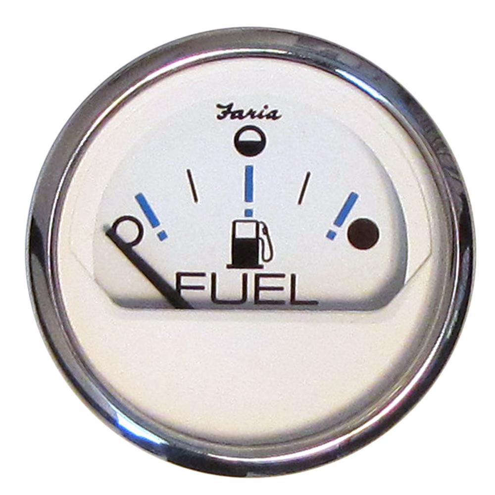 Faria Chesapeake White SS 2" Fuel Level Gauge - Metric (E-1/2-F) - 13818