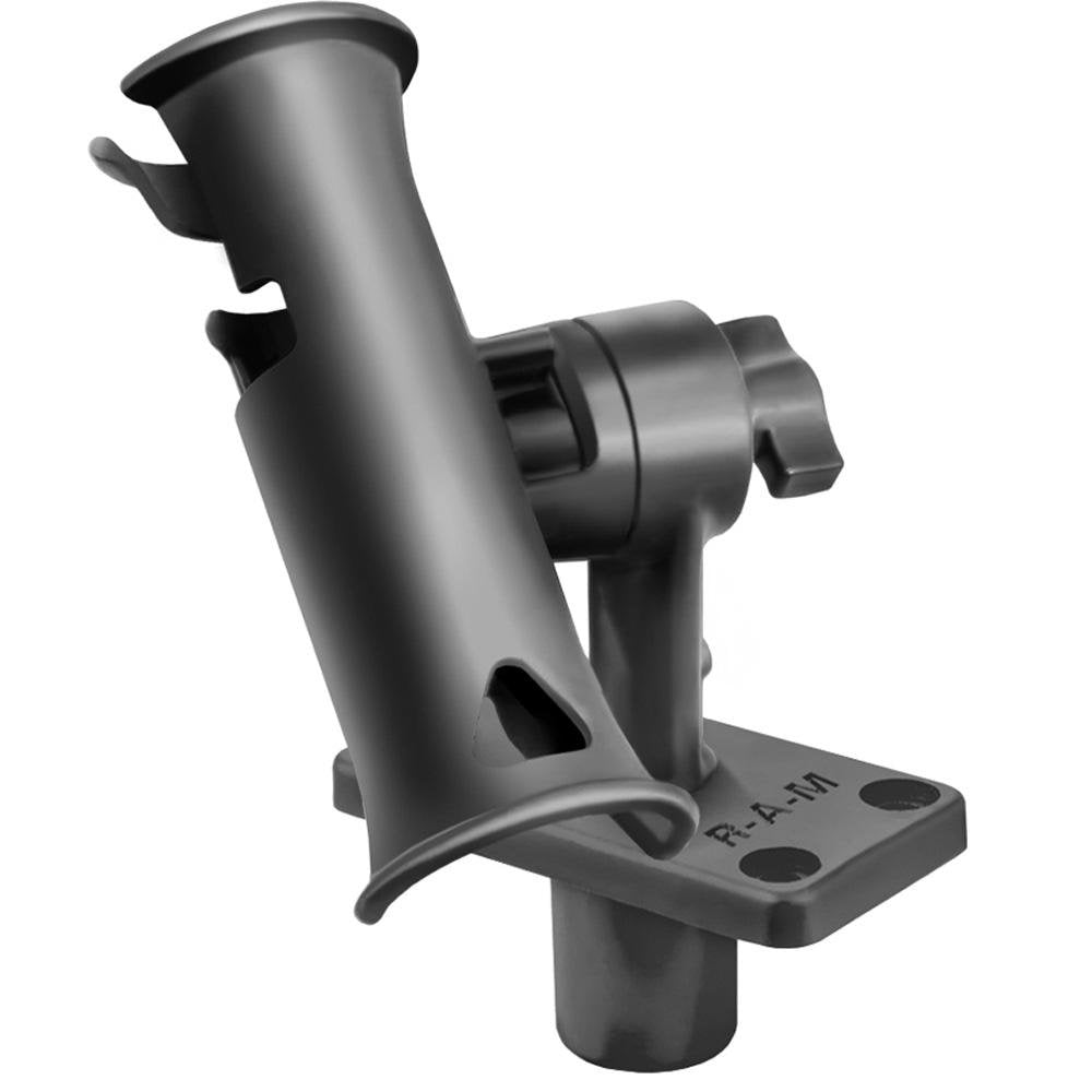 RAM Mount - RAM Tube Jr. Rod Holder with Short 4" Length Post Spline & Flush Mounting Base - RAP-390-SFU