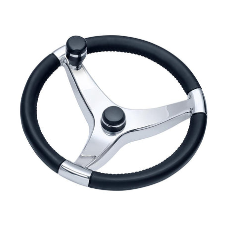 Schmitt & Ongaro Evo Pro 316 Cast Stainless Steel Steering Wheel w/Control Knob - 15.5" Diameter - 7241521FGK