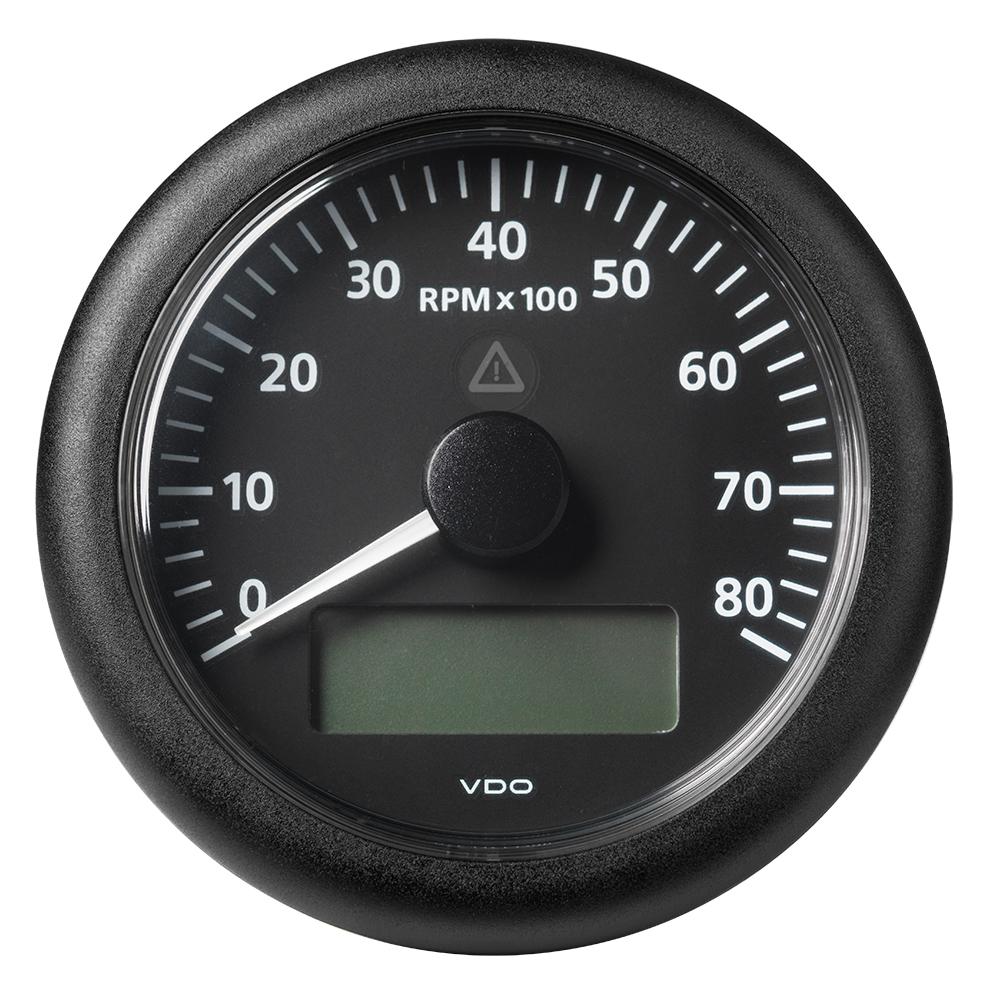 VDO Marine 3-3/8" (85MM) ViewLine Tachometer with Multi-Function Display - 0 to 8000 RPM - Black Dial & Bezel - A2C59512395