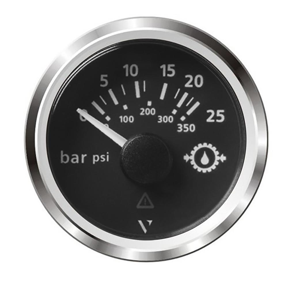 Veratron 52MM (2-1/16") ViewLine Transmission Oil Pressure 25 Bar/350 PSI - Black Dial & Chrome Triangular Bezel - A2C59514137