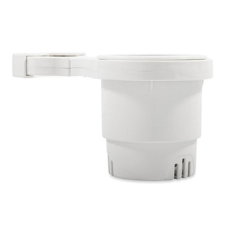 Camco Clamp-On Rail Mounted Cup Holder - Large for Up to 2" Rail - White - 53083