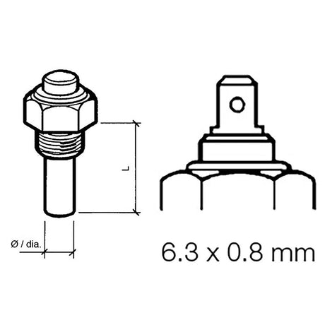 Veratron Engine Oil Temperature Sensor - Single Pole, Common Ground - 50-150C/120-300F - 6/24V - M14 x 1.5 Thread - 323-801-004-002N