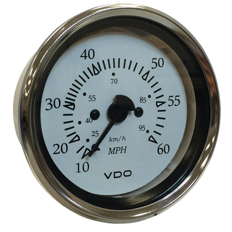 VDO Cockpit Marine 85MM (3-3/8") Pitot Speedometer - 0 to 60 MPH - White Dial/Chrome Bezel - 260-15270