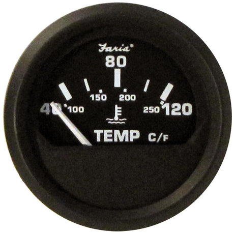 Faria Euro Black 2" Water Temperature Gauge - Metric (40 to 120 C) - 12814