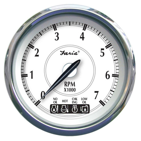 Faria Newport SS 4" Tachometer w/System Check Indicator f/Johnson/Evinrude Gas Outboard - 7000 RPM - 45000