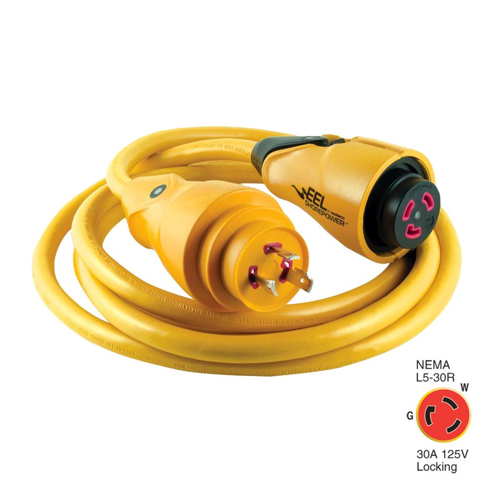 Marinco CS30-12 EEL 30A 125V Shore Power Cordset - 12' - Yellow - CS30-12