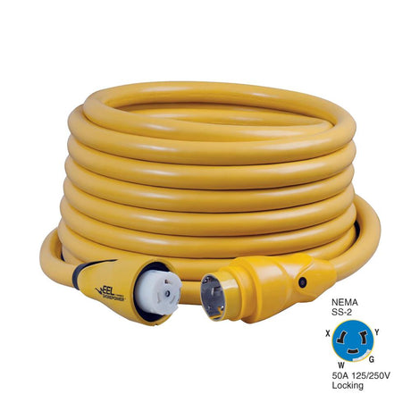 Marinco CS504-50 EEL 50A 125V/250V Shore Power Cordset - 50' - Yellow - CS504-50