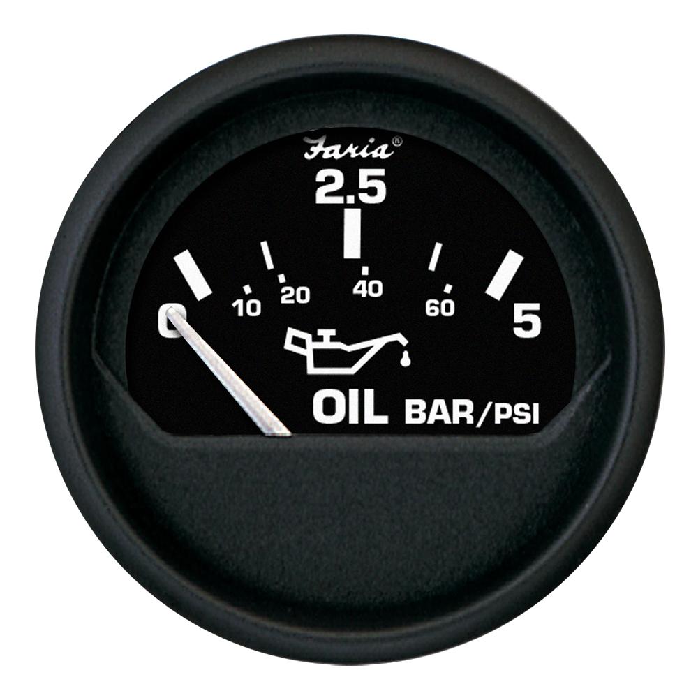 Faria Euro Black 2" Oil Pressure Gauge - Metric (5 Bar) - 12805