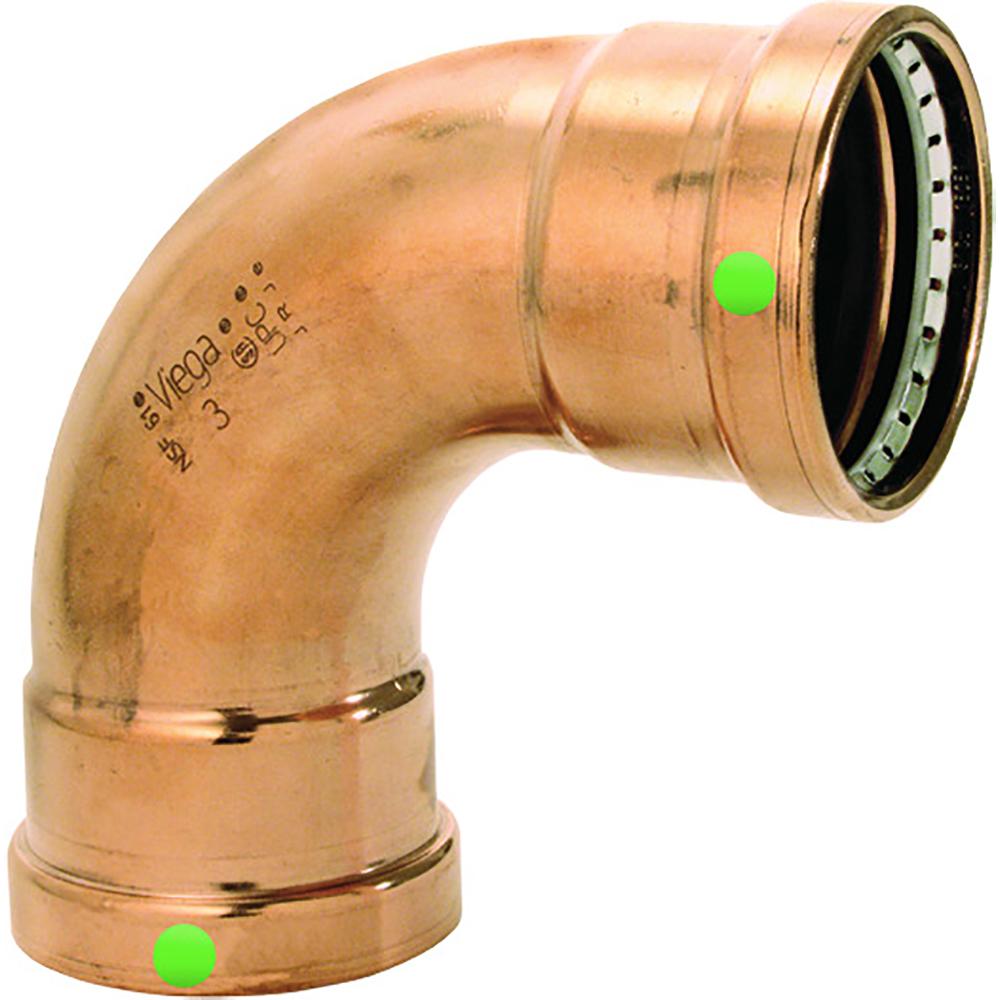 Viega ProPress 2-1/2" - 90 Copper Elbow - Double Press Connection - Smart Connect Technology - 20623