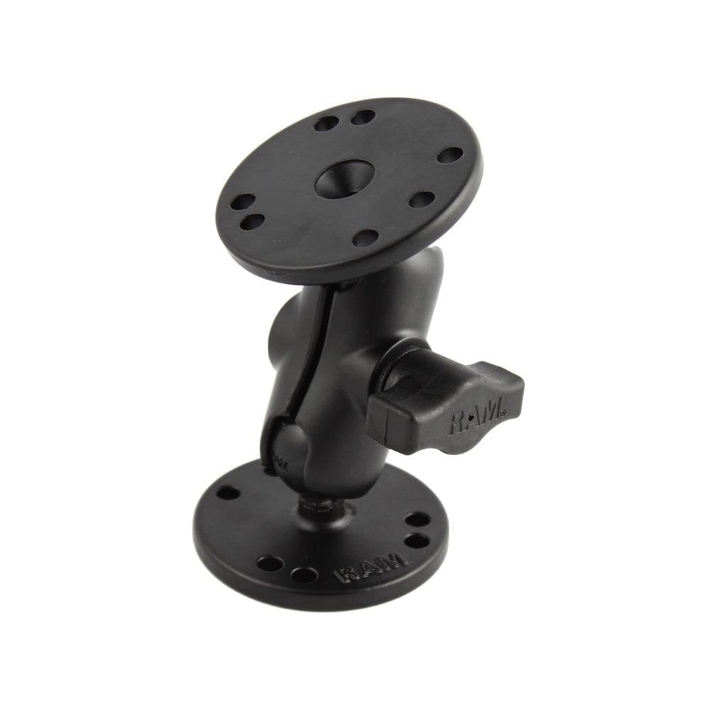 RAM Mount 1" Ball Double Socket Short Arm w/ 2 2.5" Round Bases - RAM-B-101-A