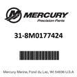 Mercury - Bearing-roller - 31-8M0177424