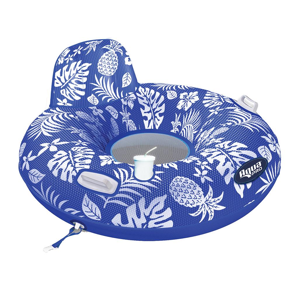 Aqua Leisure Supreme Lake Tube Hibiscus Pineapple Royal Blue w/Docking Attachment - APL20458