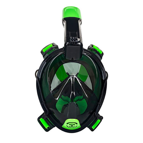 Aqua Leisure Frontier Full-Face Snorkeling Mask - Adult Sizing - Eye to Chin > 4.5" - Green/Black - DPM17478LS2