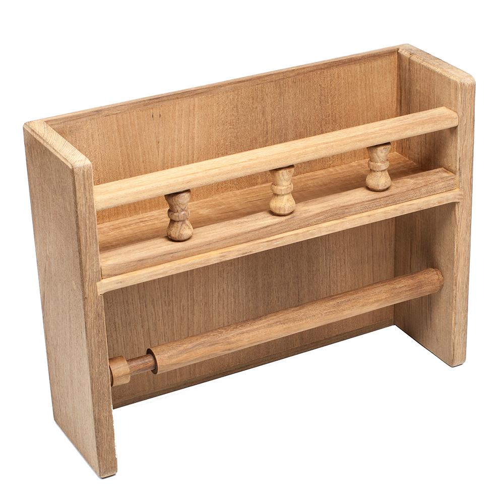 Whitecap Teak Paper Towel Holder w/Spice Rack - 62446