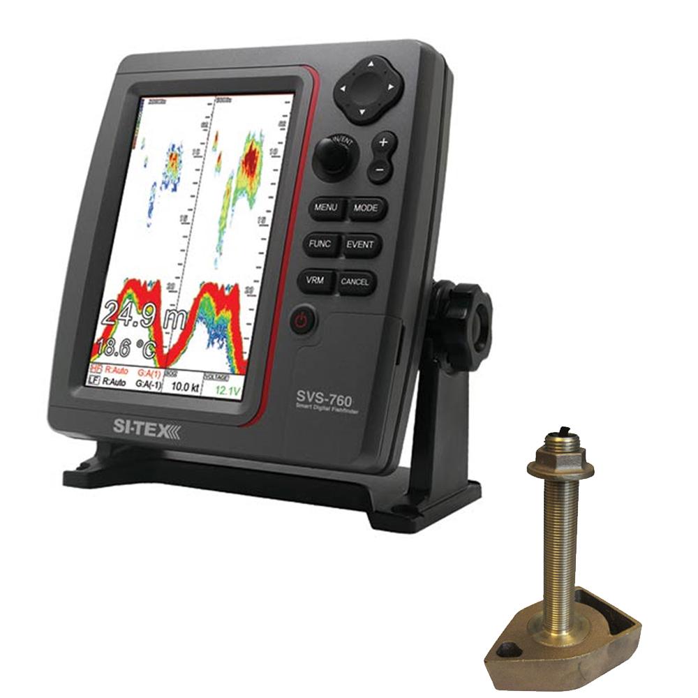 SI-TEX SVS-760 Dual Frequency Sounder 600W Kit w/Bronze Thru-Hull Temp Transducer - 1700/50/200T-CX - SVS-760TH