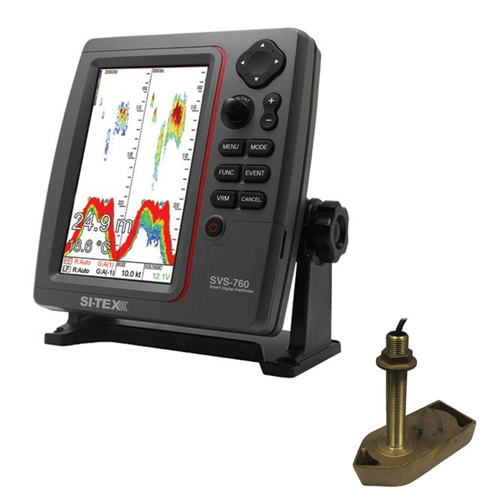 SI-TEX SVS-760 Dual Frequency Sounder 600W Kit w/Bronze Thru-Hull Temp Transducer - 307/50/200T-CX - SVS-760TH1