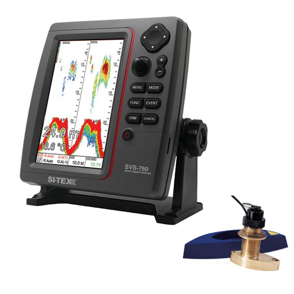 SI-TEX SVS-760 Dual Frequency Sounder 600W Kit w/Bronze Thru-Hull Speed & Temp Transducer - SVS-760TH2