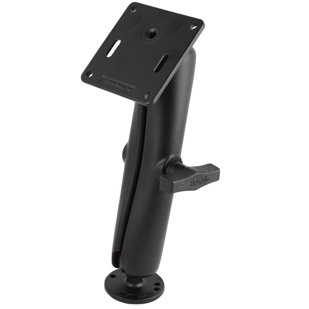 RAM Mount - 1.5" Diameter Ball Mount w/Long Double Socket Arm, 2.5" Round Base &(AMPs) & 3.625" Square Base (VESA) - RAM-101U-D-2461