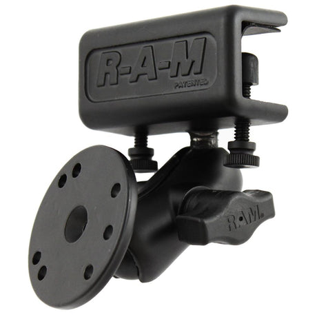 RAM Mount - Glare Shield Clamp Mount with Short Double Socket Arm & Round Base Adapter with AMPs Hole Pattern - RAM-B-177-202U