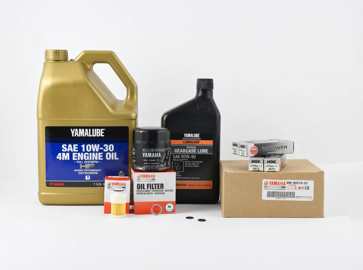 Yamaha F115 100 Hour Service Maintenance Kit with Cooling - Yamalube 10W-30 Full Synthetic - 2000-2001