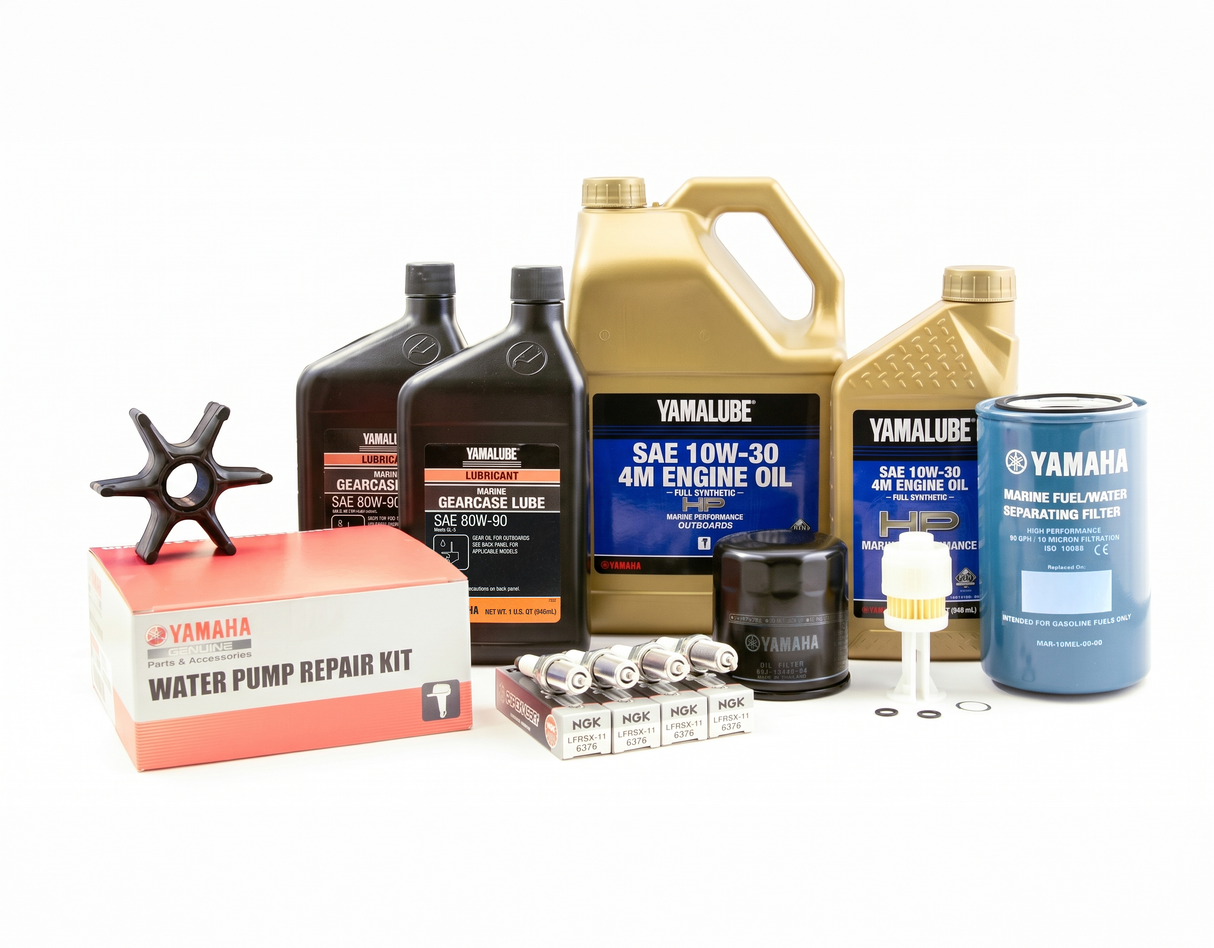 Yamaha F150 100 Hour Service Maintenance Kit with Cooling - Yamalube 10W-30 Full Synthetic (2004-2005)
