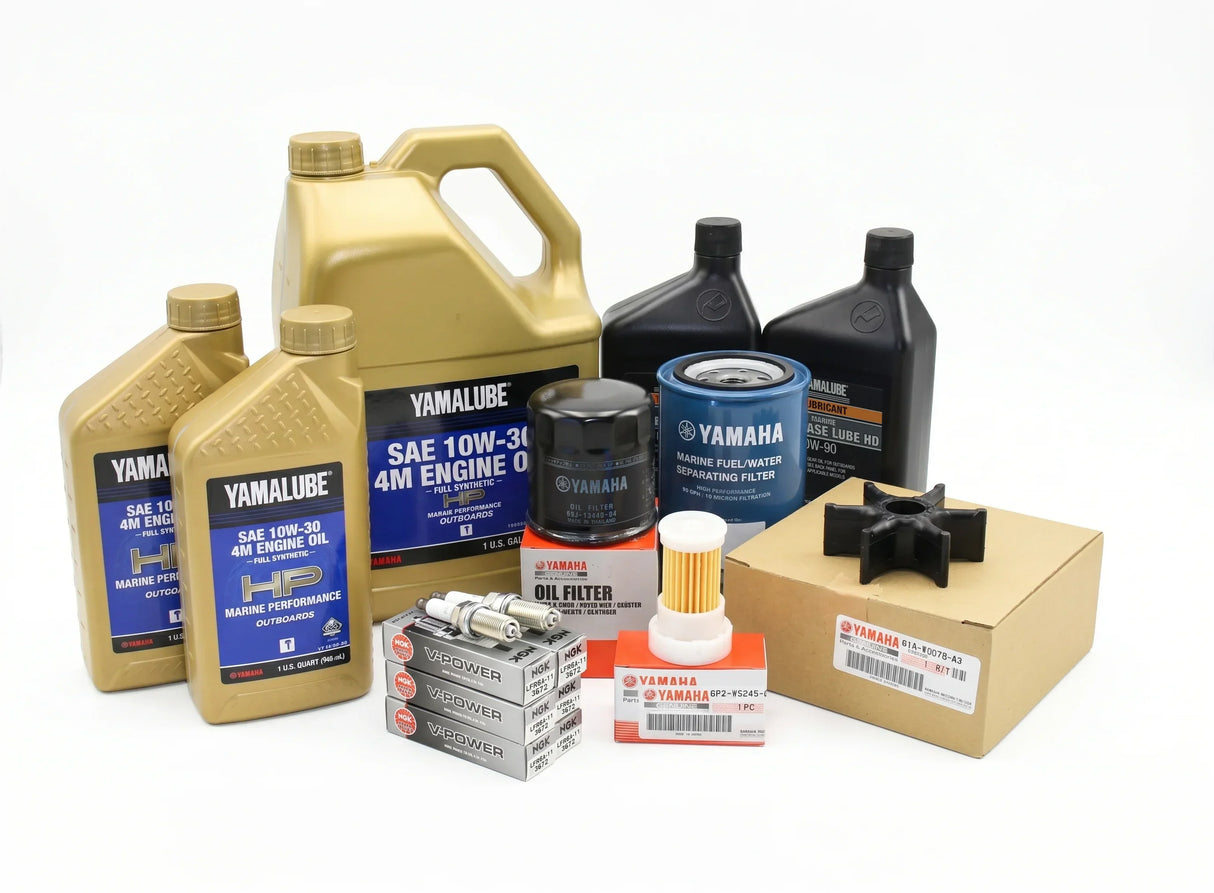 Yamaha F250 3.3L V6 100 Hour Service Maintenance Kit with Cooling - Yamalube 10W-30 Full Synthetic - 2005