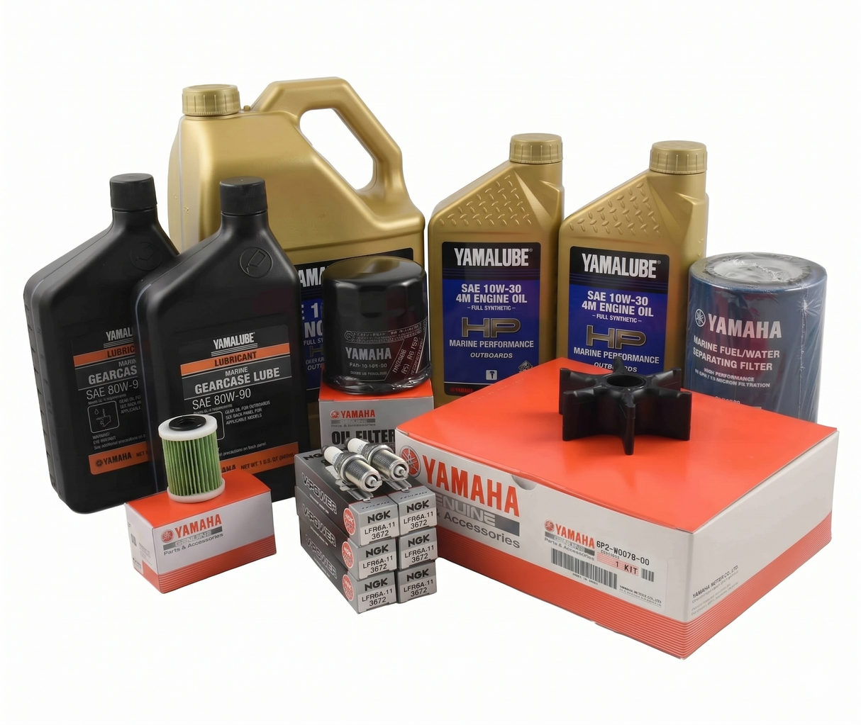 Yamaha F250 3.3L V6 100 Hour Service Maintenance Kit with Cooling - Yamalube 10W-30 Full Synthetic - (2006-Current)
