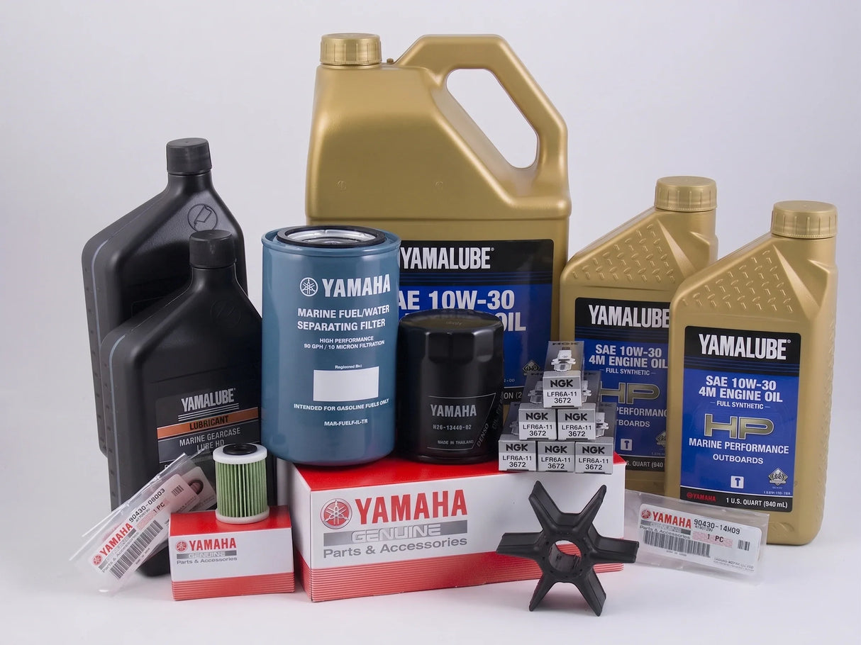 Yamaha F225 F250 F300 4.2L V6 100 Hour Service Maintenance Kit with Cooling - Yamalube 10W-30 Full Synthetic - All Models