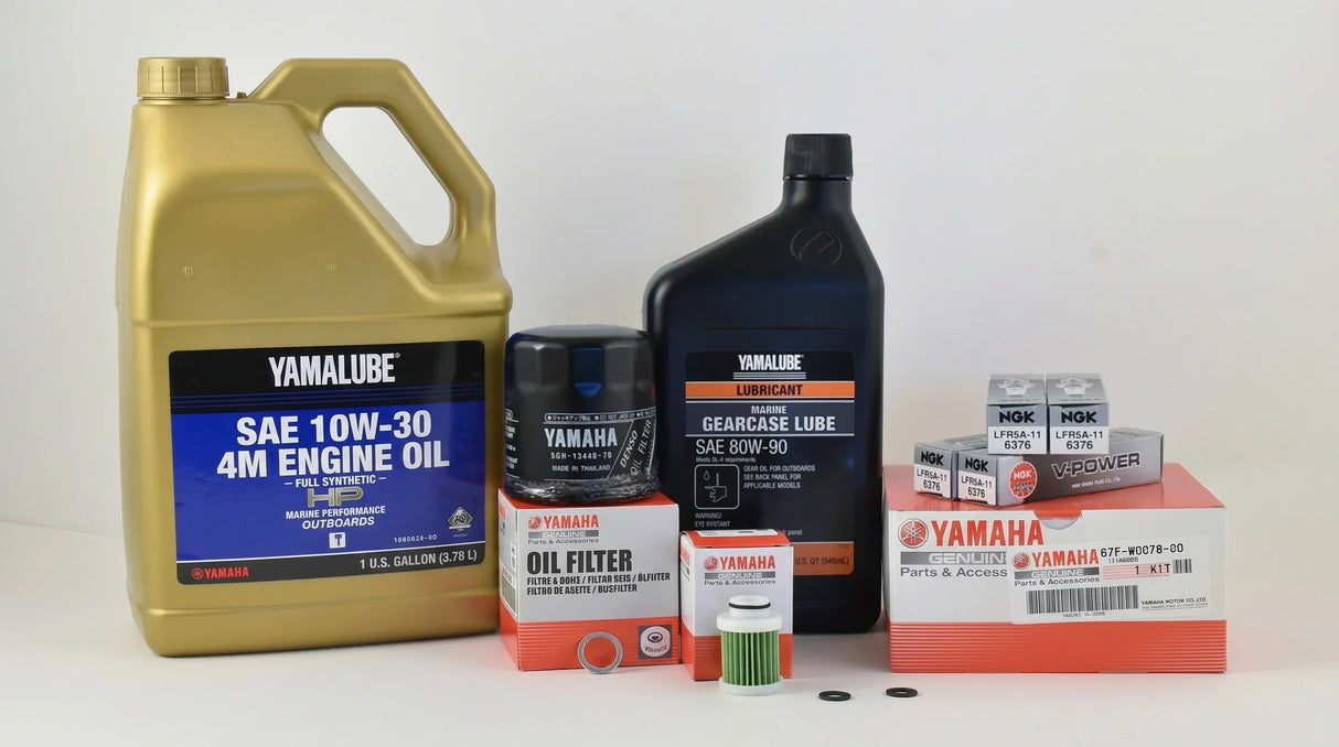 Yamaha F90 100 Hour Service Maintenance Kit with Cooling - Yamalube 10W-30 Full Synthetic - 2006-2017(F90A)
