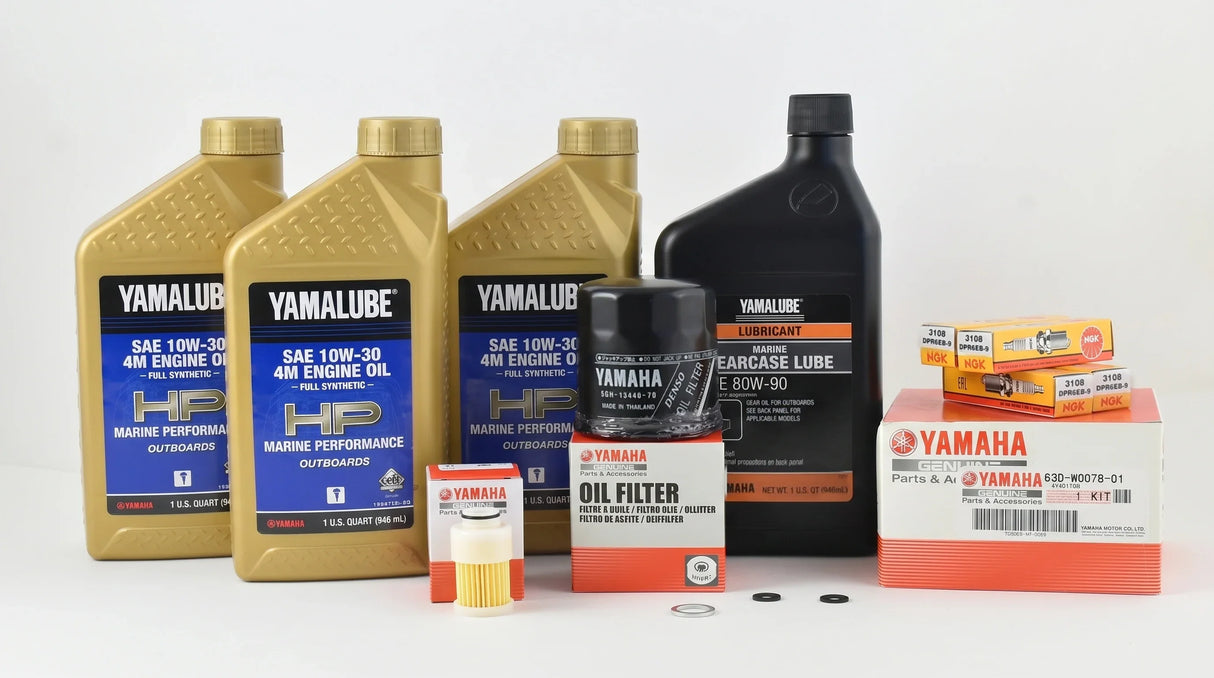 Yamaha F60 100 Hour Service Maintenance Kit with Cooling - Yamalube 10W-30 Full Synthetic - 2005