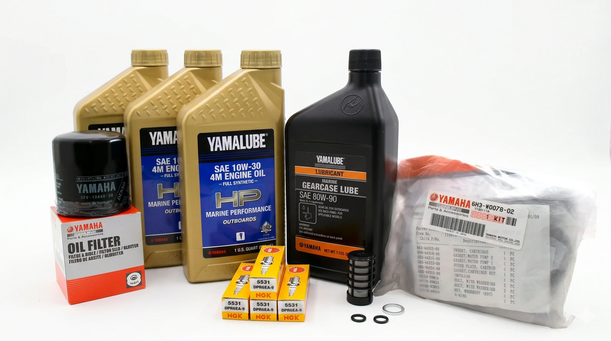 Yamaha F50 100 Hour Service Maintenance Kit w/ Cooling- Yamalube 10W-30 Full Synthetic - 1997