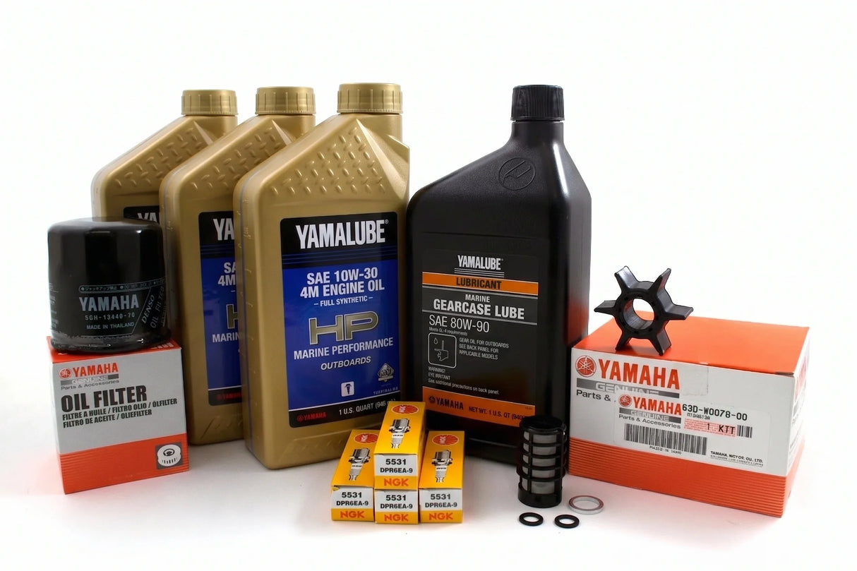 Yamaha F50 100 Hour Service Maintenance Kit w/ Cooling- Yamalube 10W-30 Full Synthetic - 2000-2004