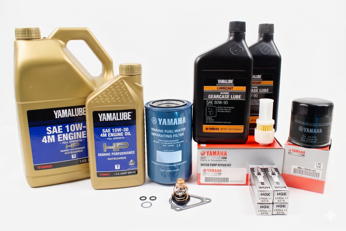 Yamaha F150 300 Hour Service Maintenance Kit - Yamalube 10W-30 Full Synthetic - 2004-2005